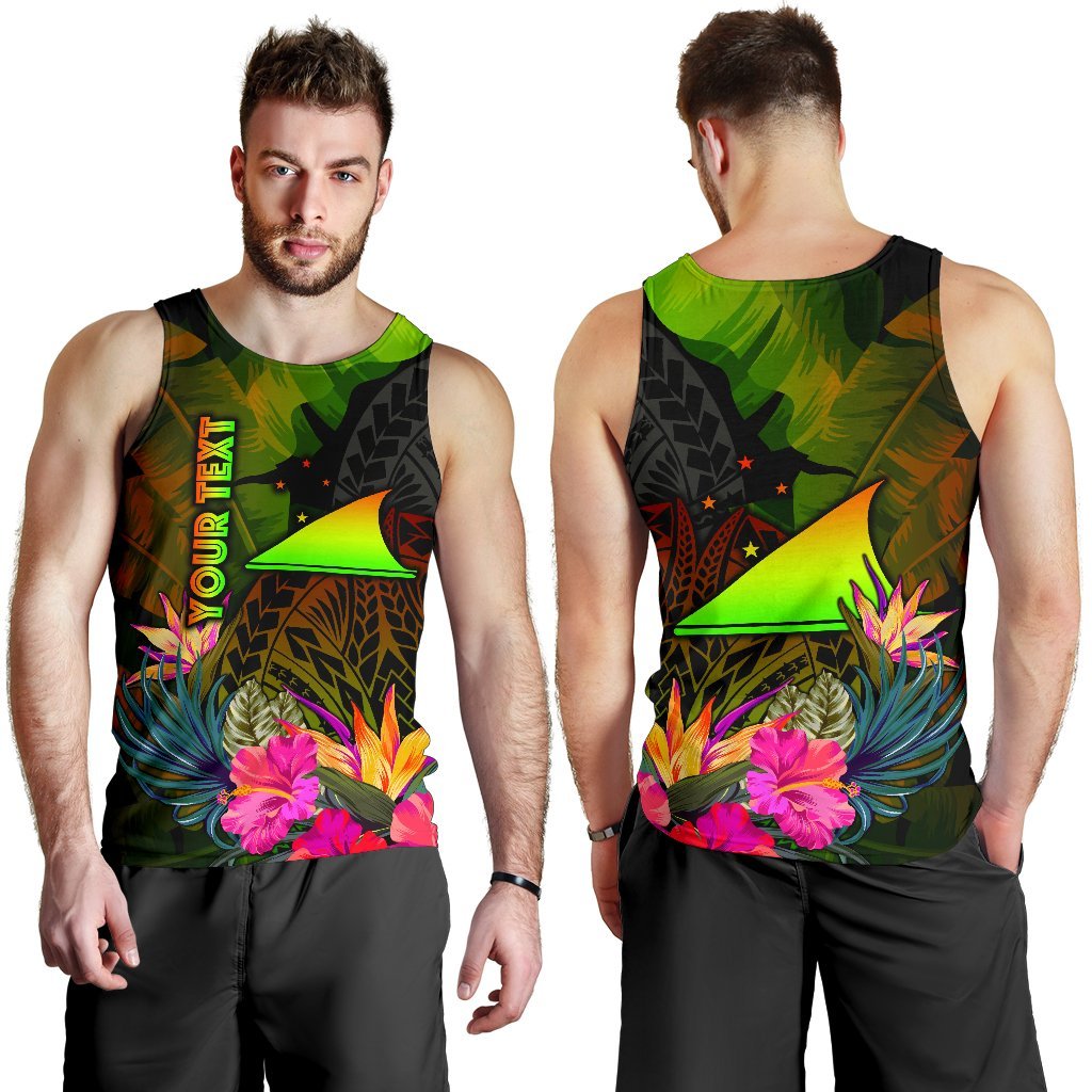 Tokelau Polynesian Personalised Men's Tank Top - Hibiscus and Banana Leaves - Polynesian Pride