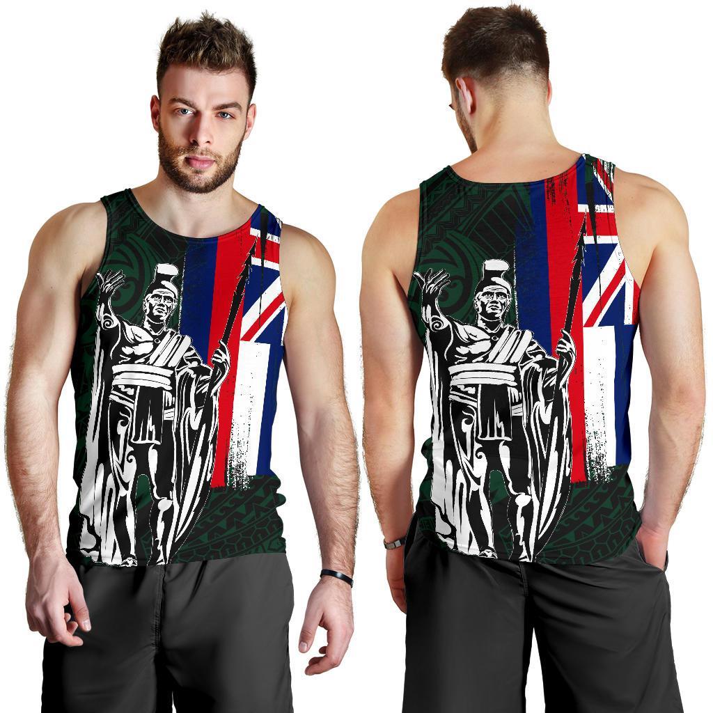 Hawaii King Flag Polynesian Men's Tank Top - Green Green - Polynesian Pride