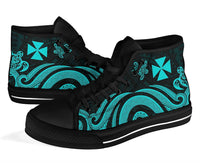 Wallis and Futuna High Top Canvas Shoes - Turquoise Tentacle Turtle - Polynesian Pride
