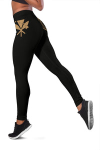 Hawaii State Tattoo Swirly Polynesian Gold Kanaka Women's Leggings - Polynesian Pride