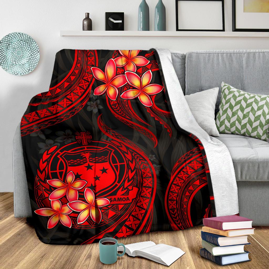 Samoa Polynesian Premium Blanket - Red Plumeria - Polynesian Pride