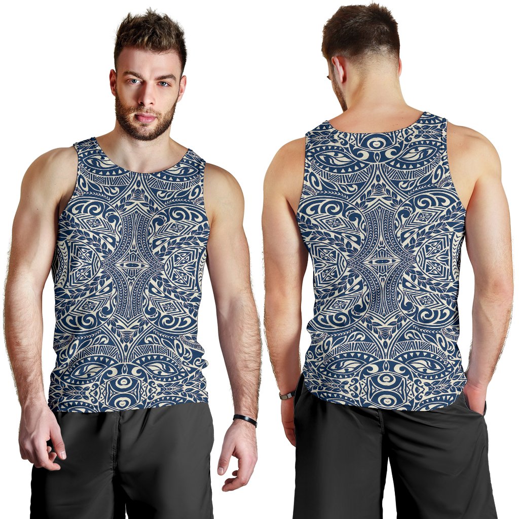Polynesian Men's Tank Top Blue White - Polynesian Pride
