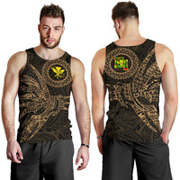 Hawaii Tank Top Polynesian Kanaka Map Hawaiian Men's Tank Top - Gold - TT Style Gold - Polynesian Pride