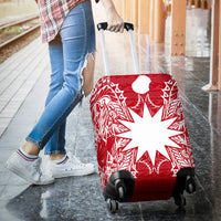 Nauru Polynesian Luggage Covers Map Red White - Polynesian Pride