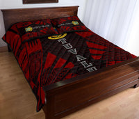 Tuvalu Quilt Bed Set - Tuvalu Coat Of Arms Red Tattoo Style - Polynesian Pride