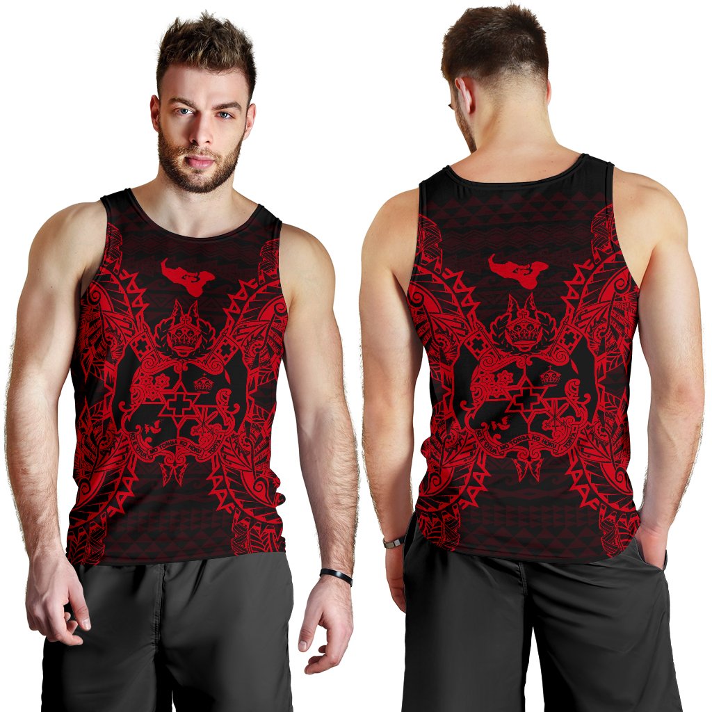 Tonga Polynesian Men Tank Top Map Red - Polynesian Pride