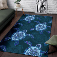 Blue Turtle Plumeria Area Rug - Polynesian Pride