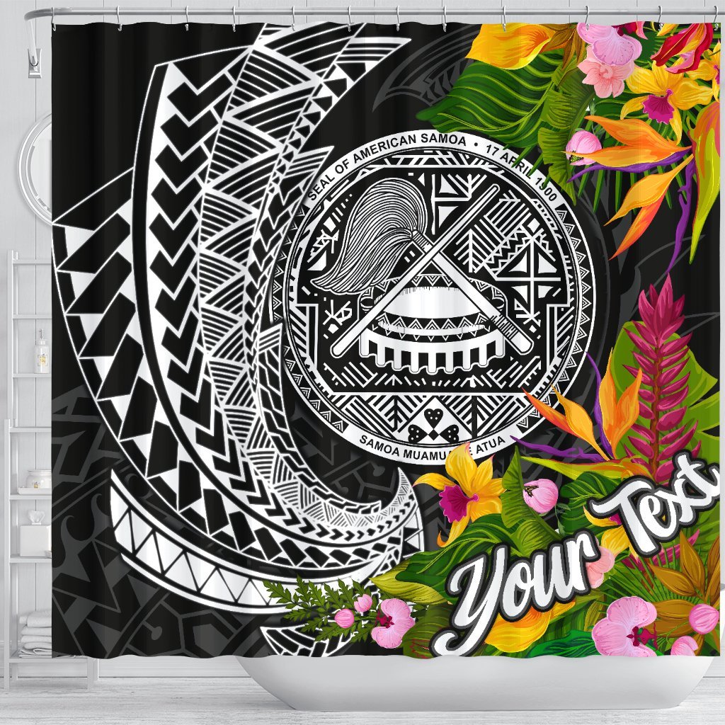 American Samoa Shower Curtains - Custom Personalised Seal Spiral Polynesian Patterns - Polynesian Pride
