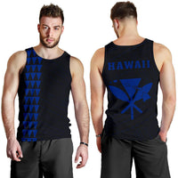 Hawaii Kakau Polynesian Kanaka Map Men's Tank Top - Blue Blue - Polynesian Pride