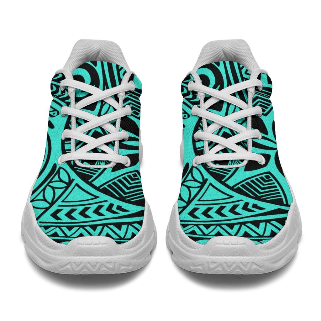Polynesian Hawaiian Style Tribal Tattoo Turquoise Chunky Sneakers - Polynesian Pride
