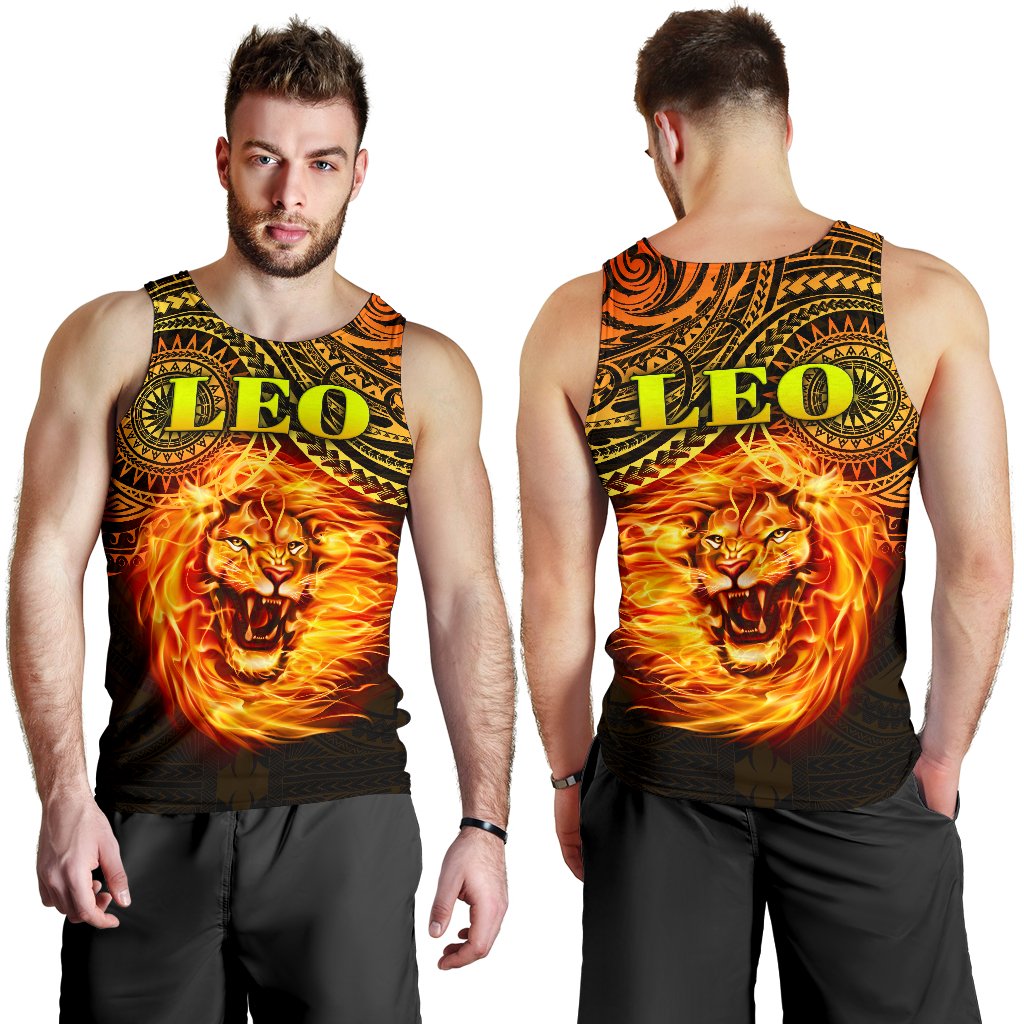 Sun In Leo Zodiac Men Tank Top Polynesian Tattoo Unique Vibes - Polynesian Pride
