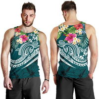 Tonga Polynesian Men's Tank Top - Summer Plumeria (Turquoise) - Polynesian Pride