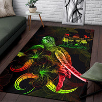 Fiji Polynesian Area Rugs - Turtle With Blooming Hibiscus Reggae - Polynesian Pride