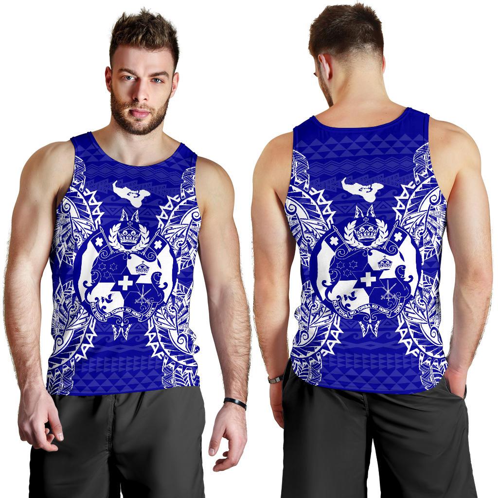 Tonga Polynesian Men Tank Top Map Blue - Polynesian Pride
