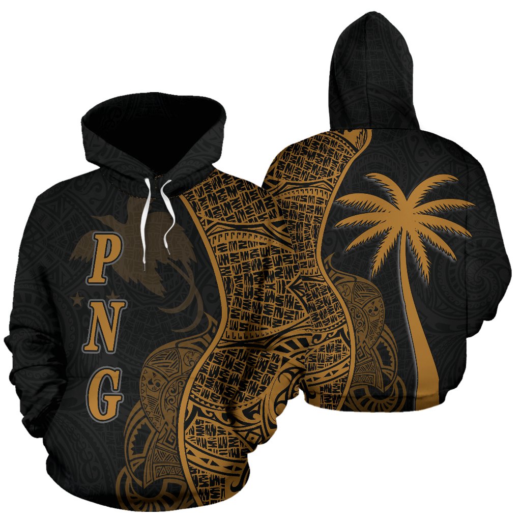 Papua New Guinea Polynesian Hoodie Coconut Tree Gold Unisex Gold - Polynesian Pride