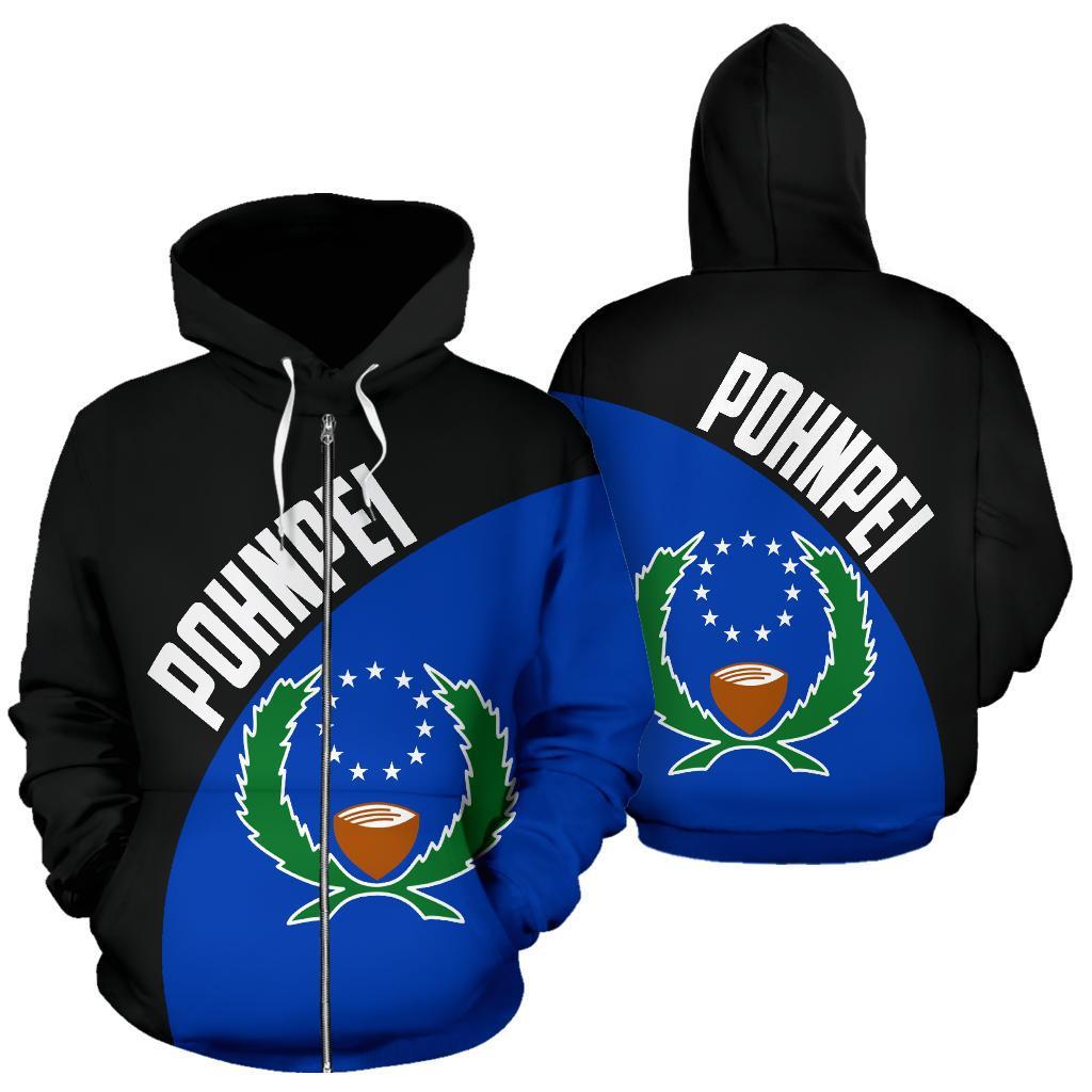 Pohnpei Zip up Hoodie Pohnpei Flag5 Unisex White - Polynesian Pride