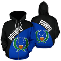 Pohnpei Zip up Hoodie Pohnpei Flag5 Unisex White - Polynesian Pride