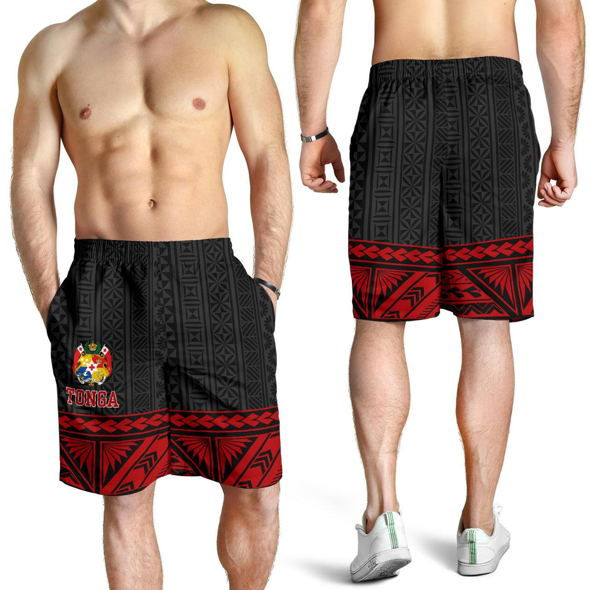 Tonga All Over Print Men's Short - Red Polynesian - Polynesian Pride