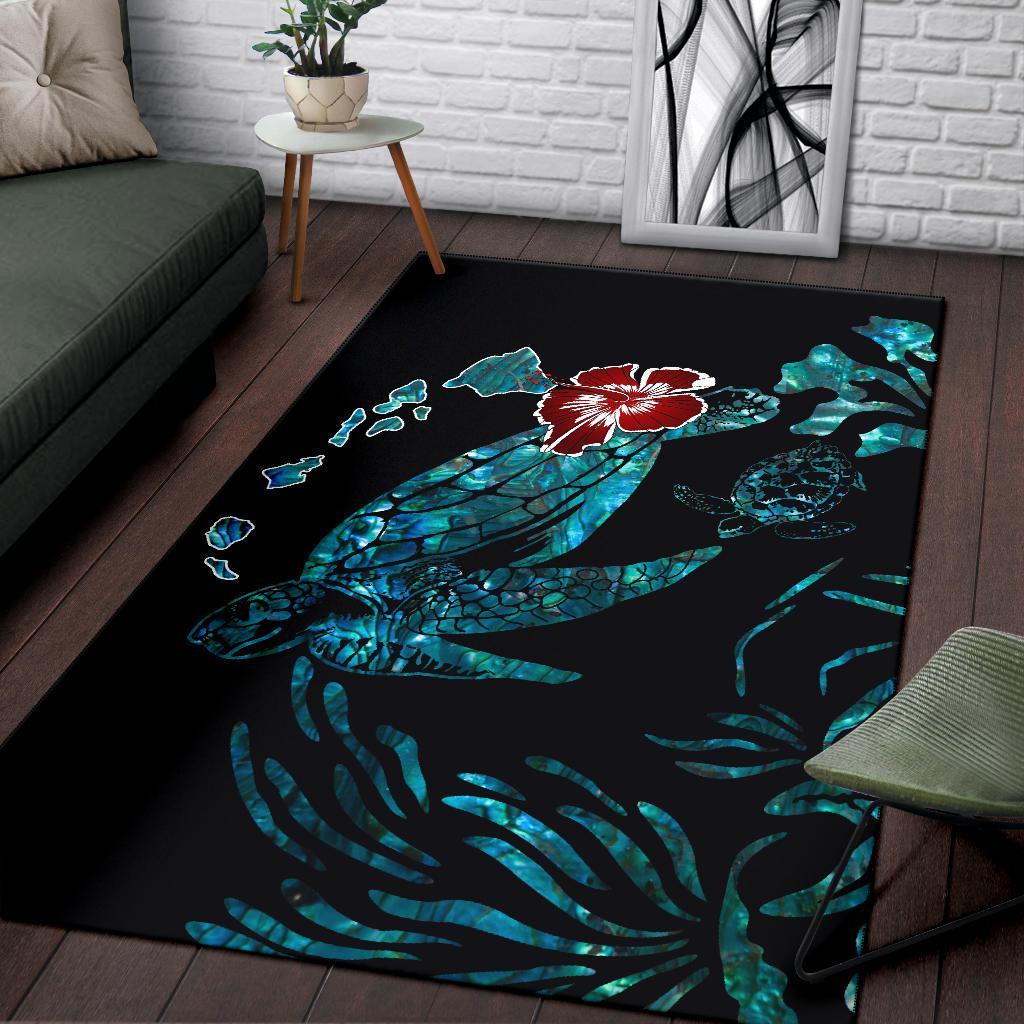 Hawaii Ohana Honu Paua Shell Rug - Polynesian Pride