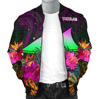 Tokelau Men's Bomber Jacket - Summer Hibiscus - Polynesian Pride