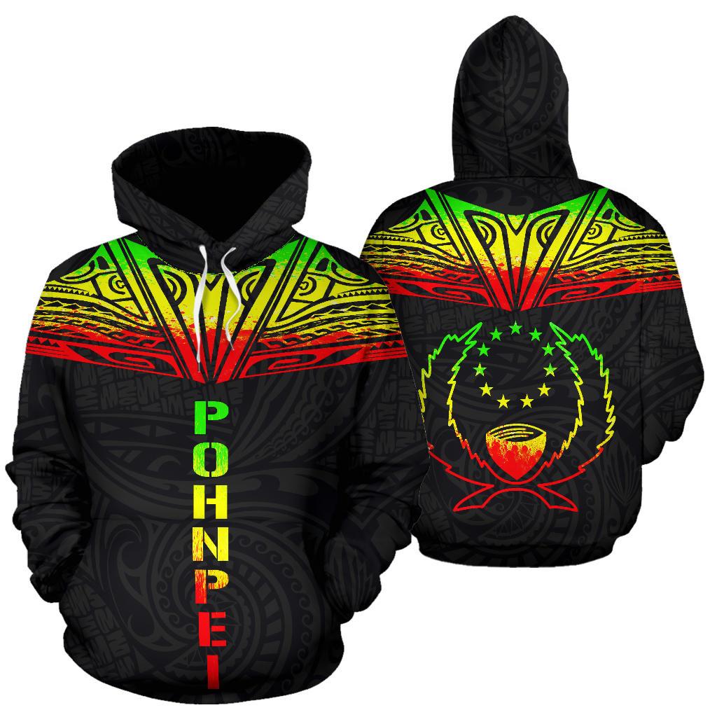 Pohnpei All Over Hoodie Reggae Neck Style Unisex Mix - Polynesian Pride