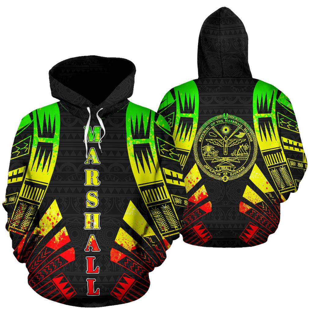 Marshall Islands All Over Hoodie Reggae Tattoo Style Unisex Mix - Polynesian Pride