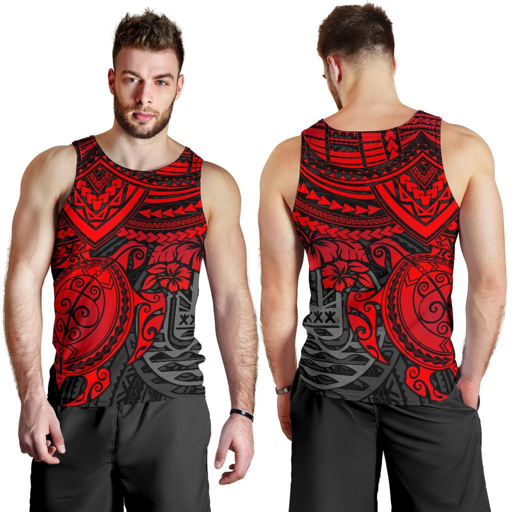 Tahiti Polynesian Men's Tank Top - Red Turtle RED - Polynesian Pride