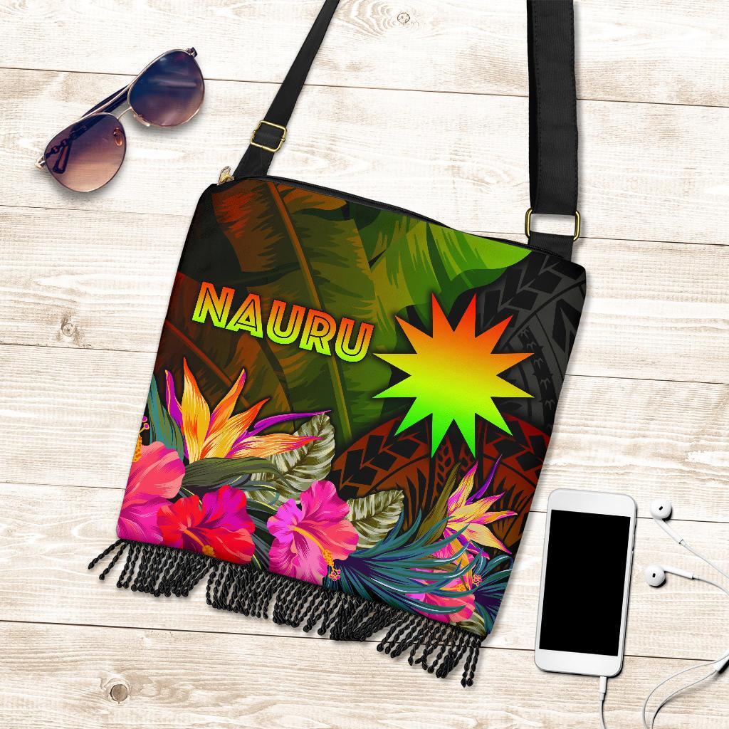 Nauru Polynesian Crossbody Boho Handbag - Hibiscus and Banana Leaves One Style One Size Reggae - Polynesian Pride