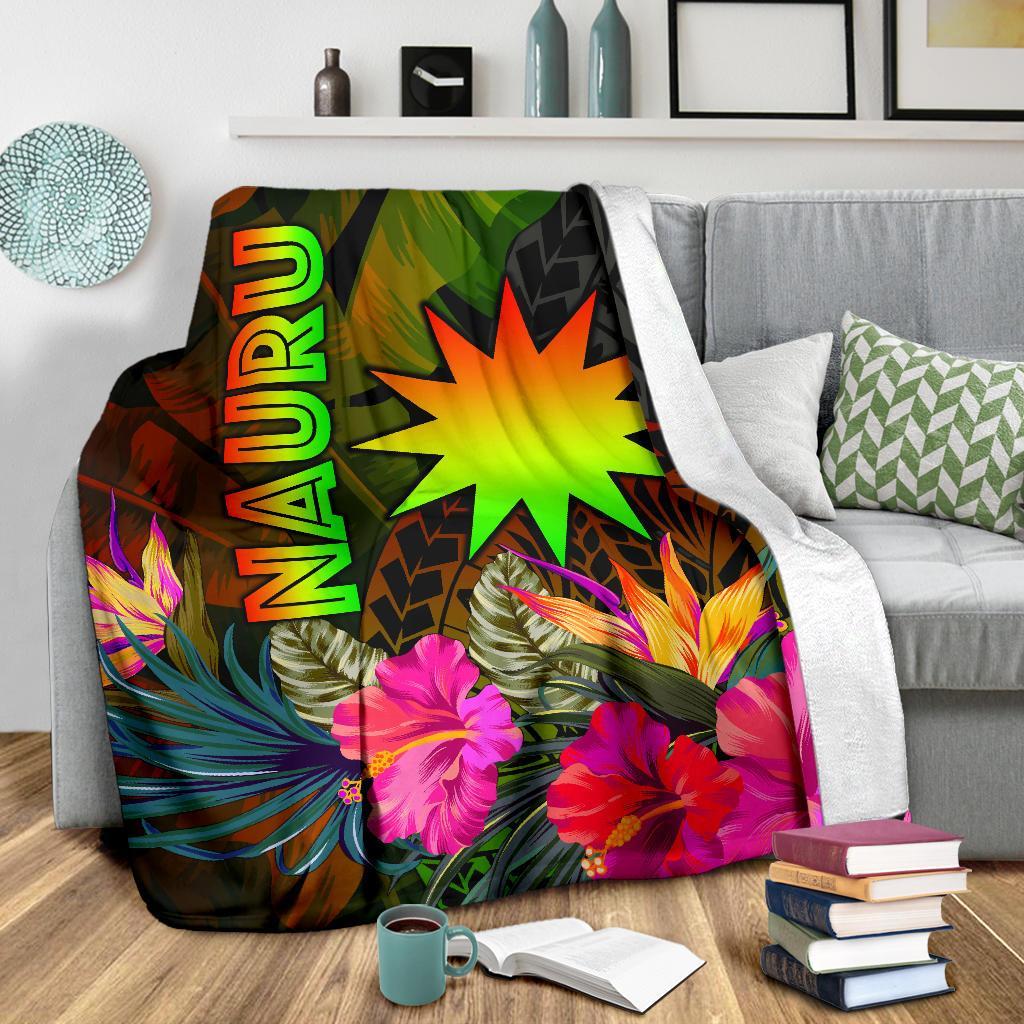 Nauru Polynesian Premium Blanket - Hibiscus and Banana Leaves - Polynesian Pride