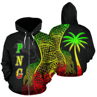 Papua New Guinea Polynesian Zip up Hoodie Coconut Tree Reggae Unisex Reggae - Polynesian Pride