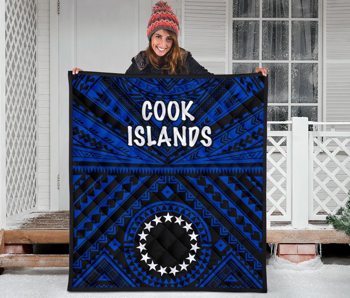 Cook Island Premium Quilt - Seal With Polynesian Tattoo Style ( Blue) - Polynesian Pride