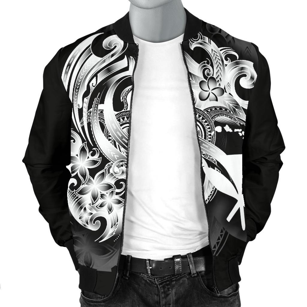 Polynesian Hawaii Men's Bomber Jacket - Kanaka Maoli White Turtle - Polynesian Pride