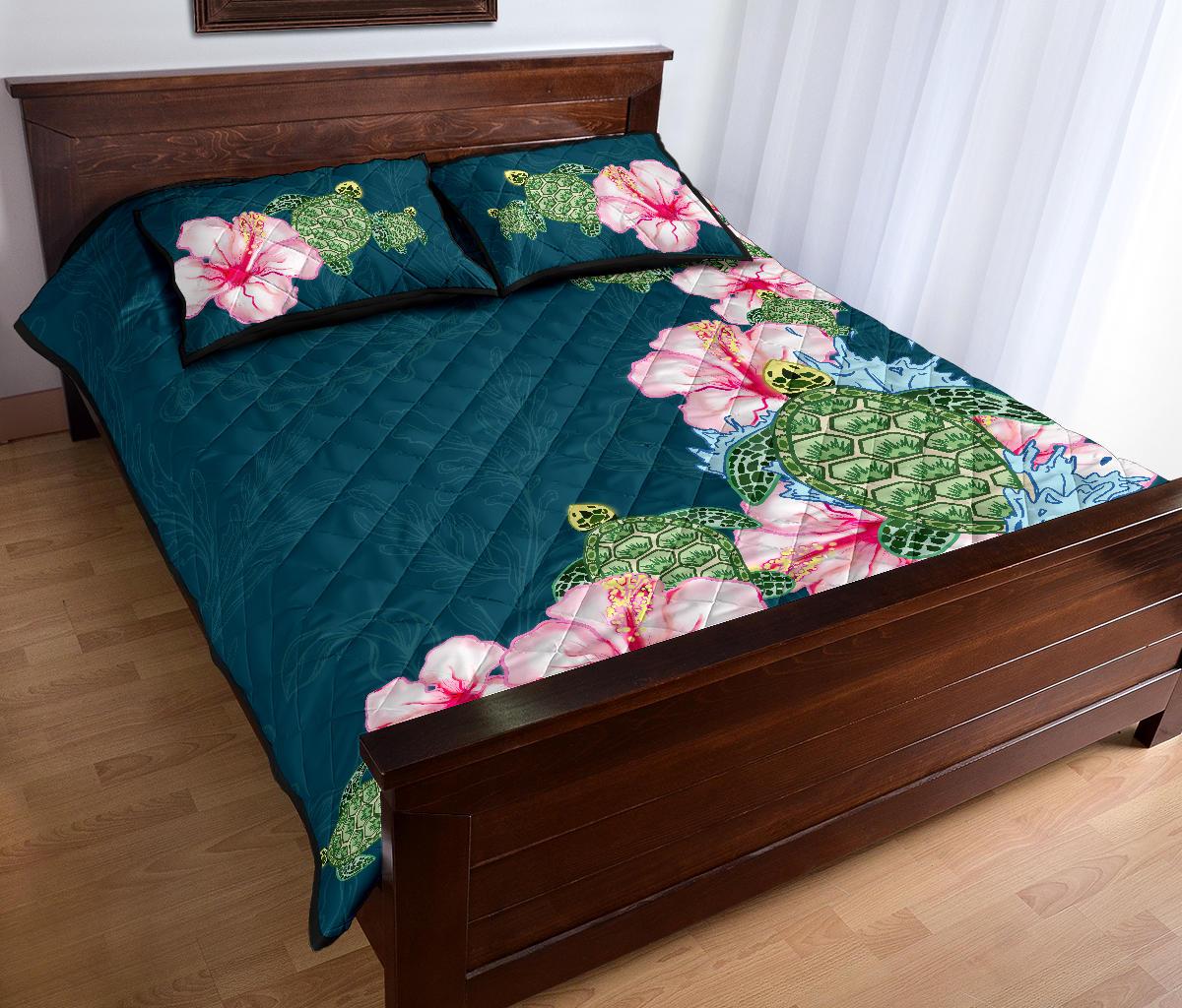 Hibiscus Turtle Dance Quilt Bed Set - Polynesian Pride