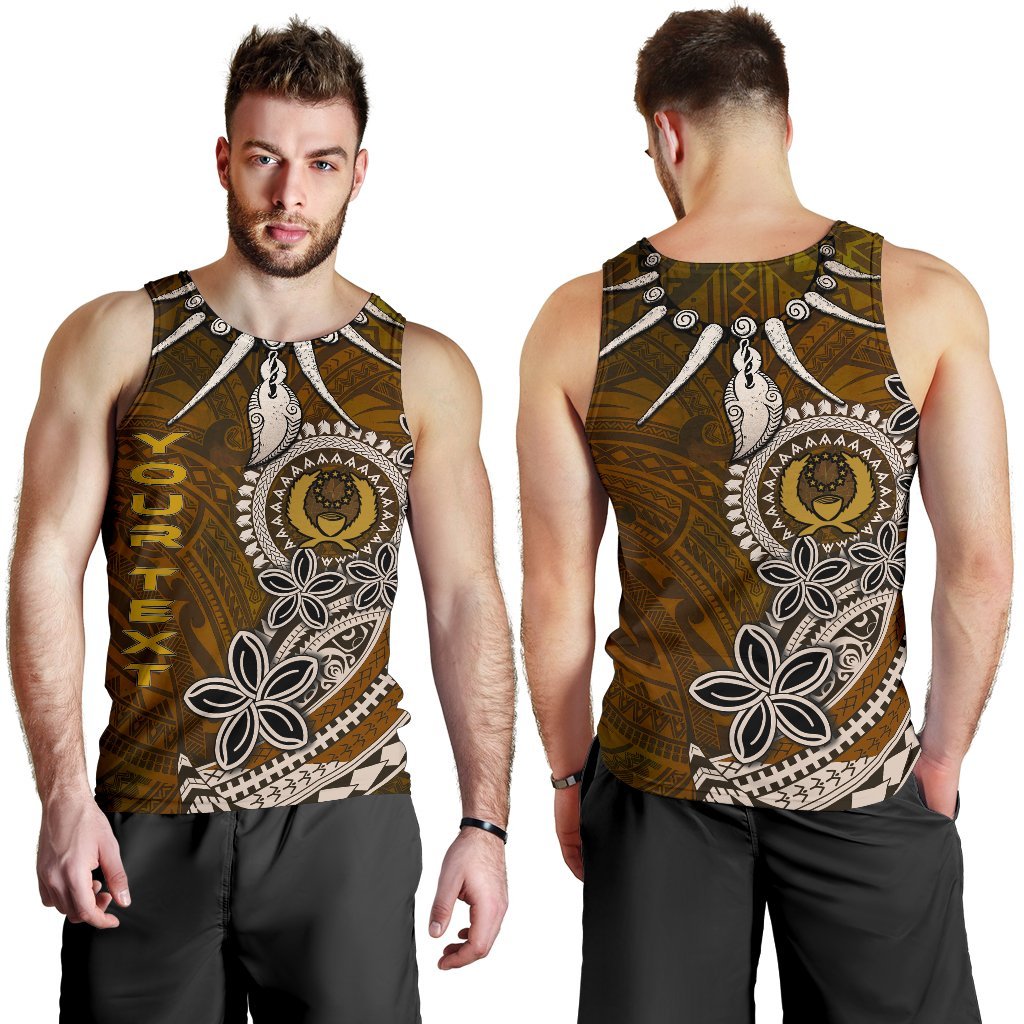 Pohnpei Custom Personalised Men Tank Top - Polynesian Boar Tusk Brown - Polynesian Pride