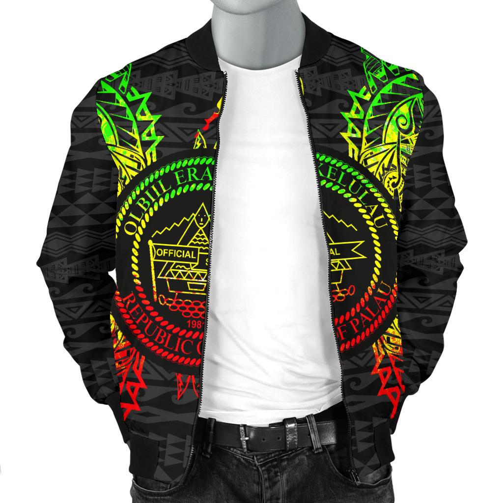 Palau Polynesian Men's Bomber Jacket Map Reggae - Polynesian Pride