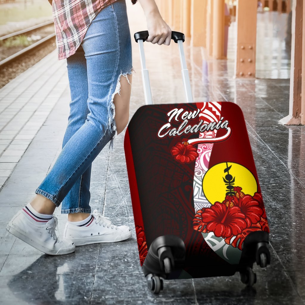 New Caledonia Polynesian Luggage Covers - Coat Of Arm With Hibiscus - Polynesian Pride