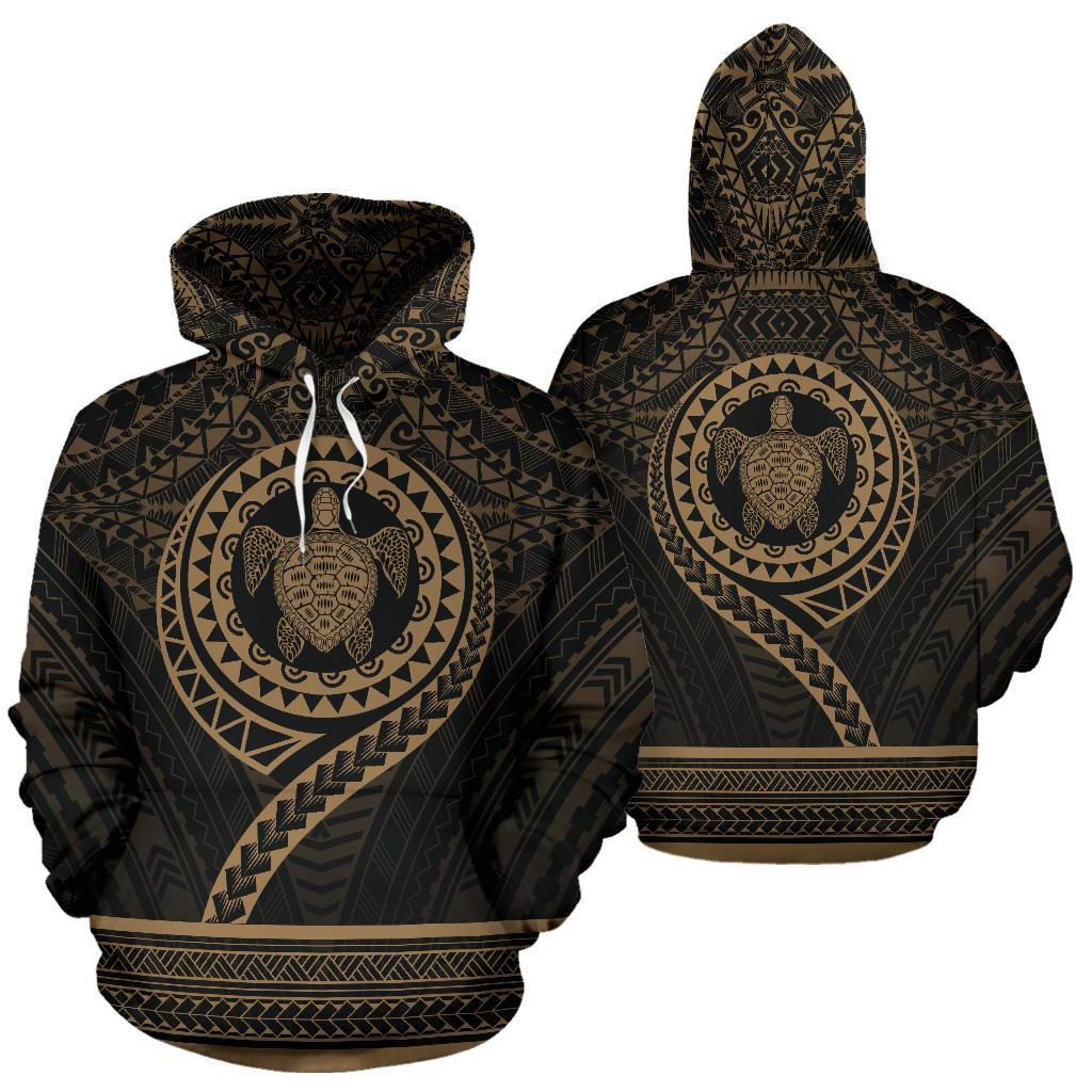 Hoodie Polynesian Turtle Tattoo Unisex Gold - Polynesian Pride