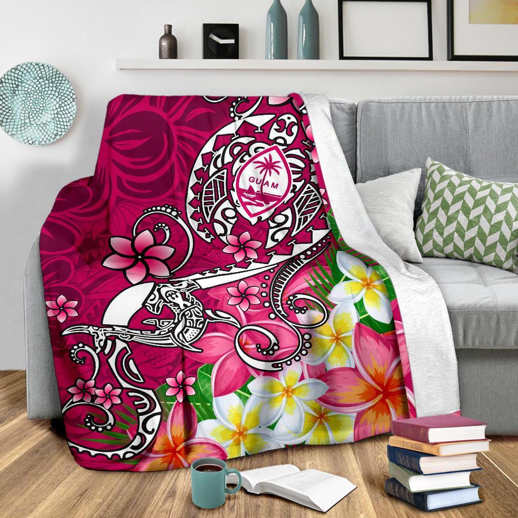 Guam Premium Blanket - Turtle Plumeria (Pink) - Polynesian Pride