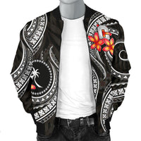 Chuuk Micronesian Men Bomber Jacket - Black Plumeria - Polynesian Pride