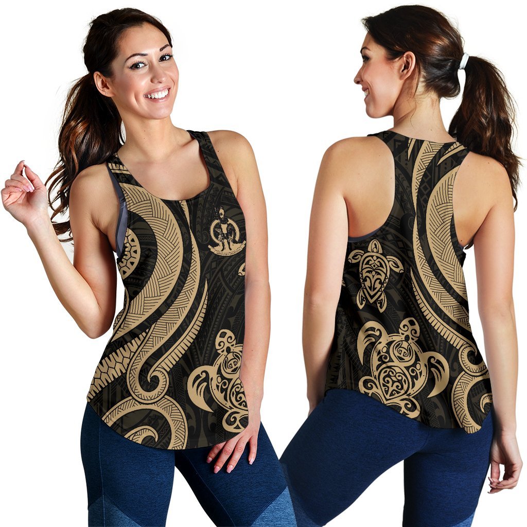 Vanuatu Women's Racerback Tank - Gold Tentacle Turtle - Polynesian Pride