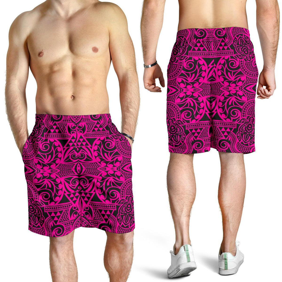 Polynesian Kakau Turtle Pink Men's Short - Polynesian Pride