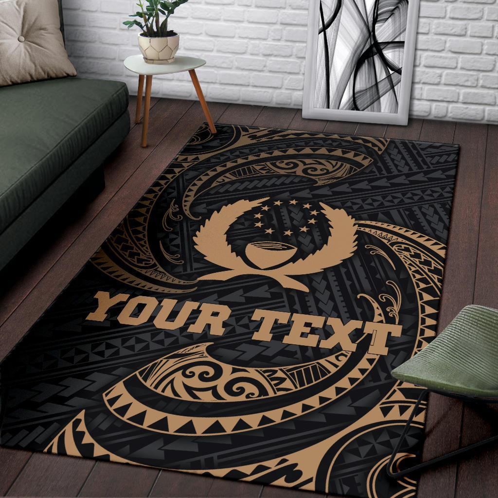 Pohnpei Micronesia Custom Personalised Area Rug - Gold Tribal Wave - Polynesian Pride