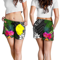 Palau Women Shorts - Turtle Plumeria Banana Leaf - Polynesian Pride