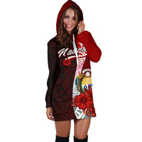 Nauru Polynesian Hoodie Dress - Coat Of Arm With Hibiscus - Polynesian Pride