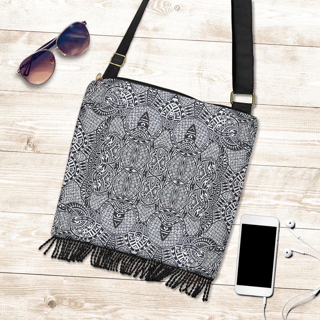 Polynesian Tribal Crossbody Boho Handbag Grey - Polynesian Pride