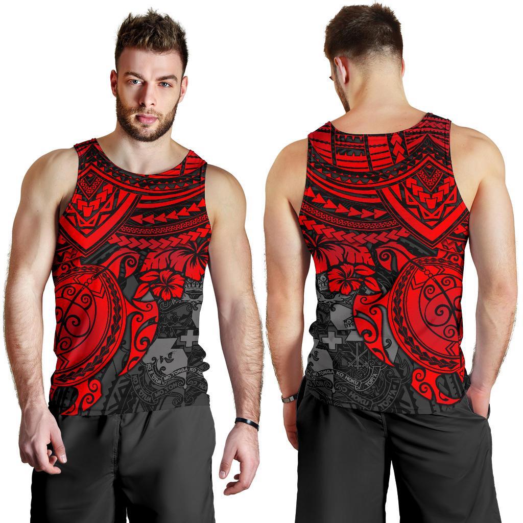 Tonga Polynesian Men's Tank Top - Red Turtle - Polynesian Pride