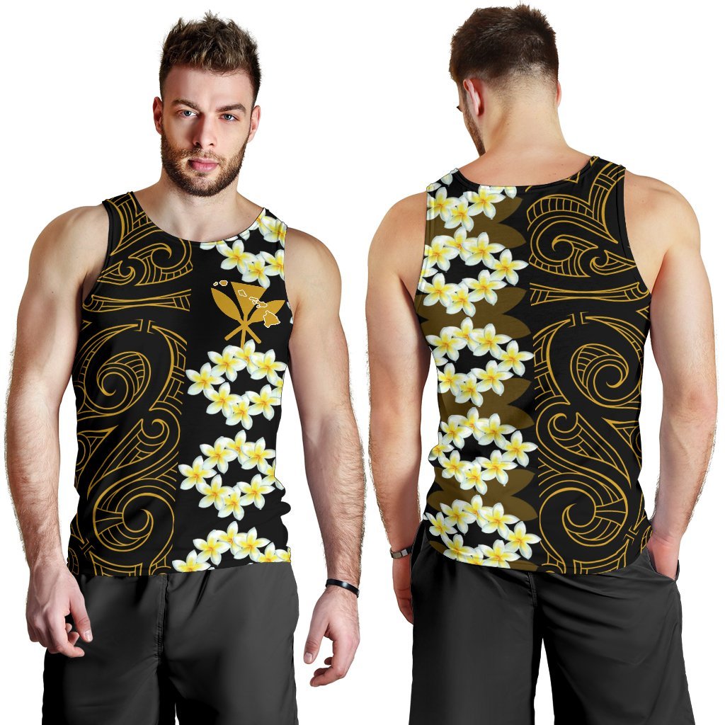 Hawaii Plumeria Kanaka Polynesian Men's Tank Top - Curtis style - Gold Gold - Polynesian Pride
