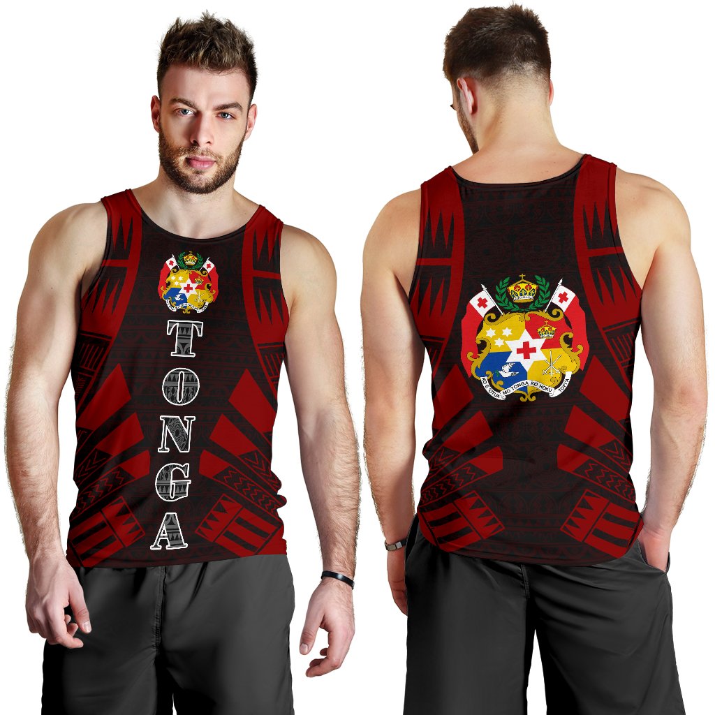 Tonga Men Tank Top - Polynesian Tattoo Red - Polynesian Pride