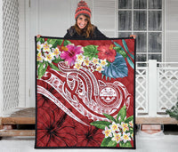 FSM Polynesian Premium Quilt - Summer Plumeria (Red) - Polynesian Pride