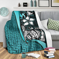 Pohnpei Micronesia Premium Blanket Turquoise - Turtle With Hook - Polynesian Pride